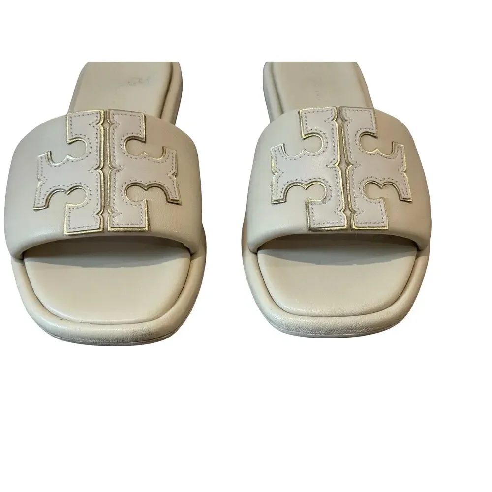 Tory Burch Double T Sport Slides Dulce De Leche Sandals Size 9 /box
